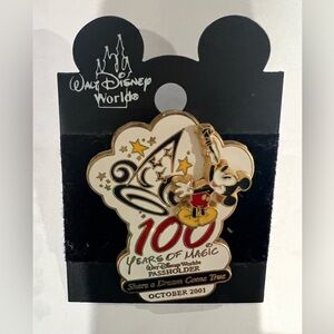 Disney WDW Pin 100 Years of Magic Share a Dream Come True Passholder Hinge 2001